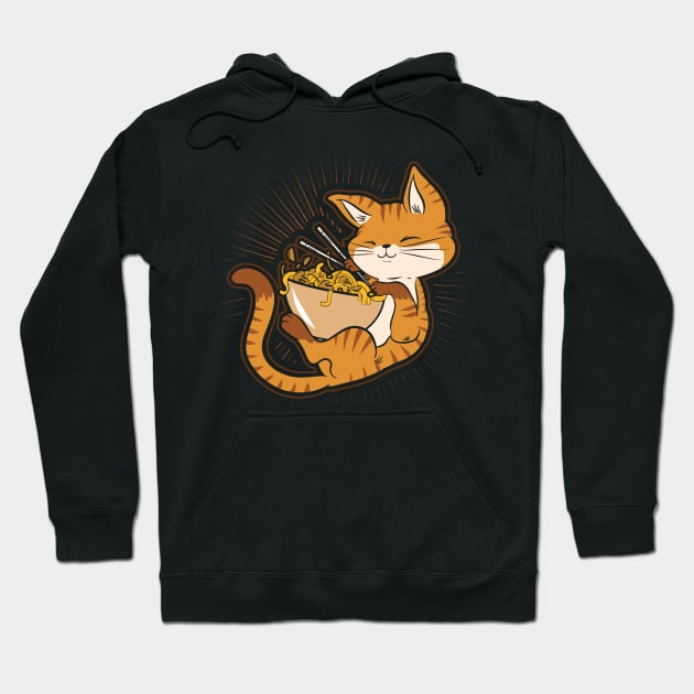 Kawaii Anime Cat Japanese Ramen noodles Hoodie by aneisha